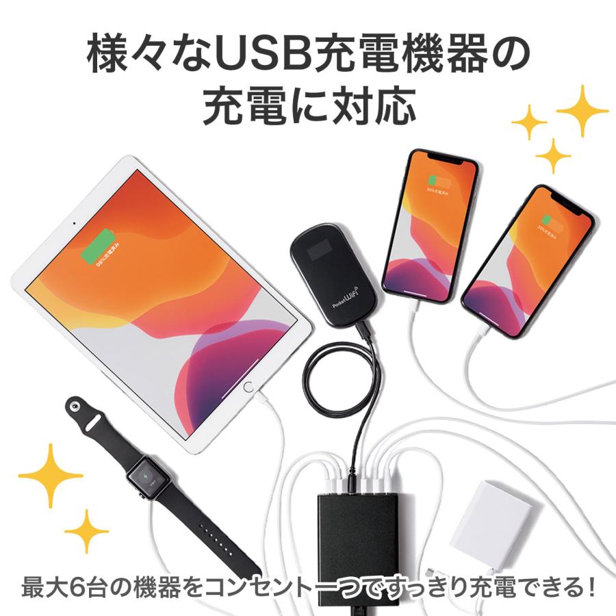 SANWA SUPPLY - 貨物輸送無料 サンワサプライ USB申し受ける器（6界面・足し加える12A・黒いこと）