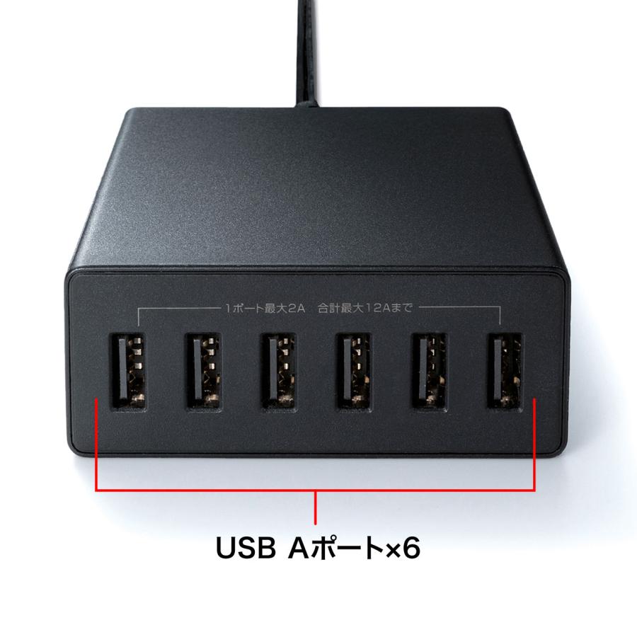 SANWA SUPPLY - 貨物輸送無料 サンワサプライ USB申し受ける器（6界面・足し加える12A・黒いこと）