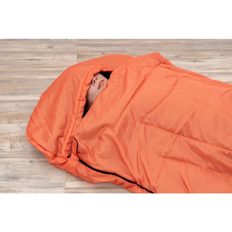 ガマカ工業 MOTTETE PLUS 寝袋 テラコッタ×ブラウン 収納袋付き｜ 袋