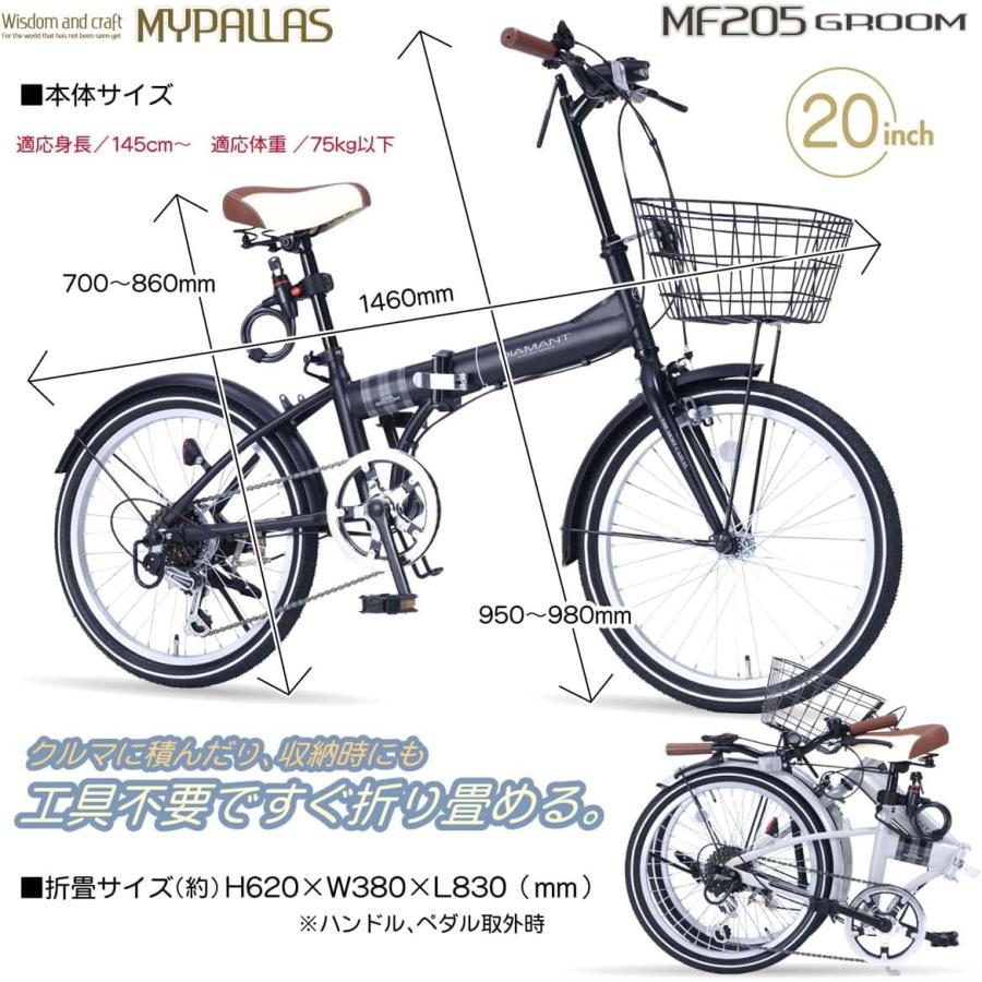 MYPALLAS マイパラス 折りたたみ自転車 20インチ MF205 GROOM マット