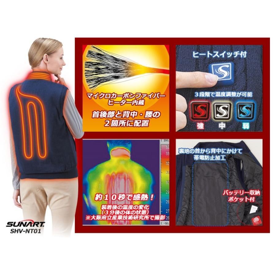 （新品）ぬくさに首ったけ　ニットベスト Mサイズ SHV-NT01 SUNART 電熱ベスト バッテリー付き ぬくさに首ったけニットベスト M