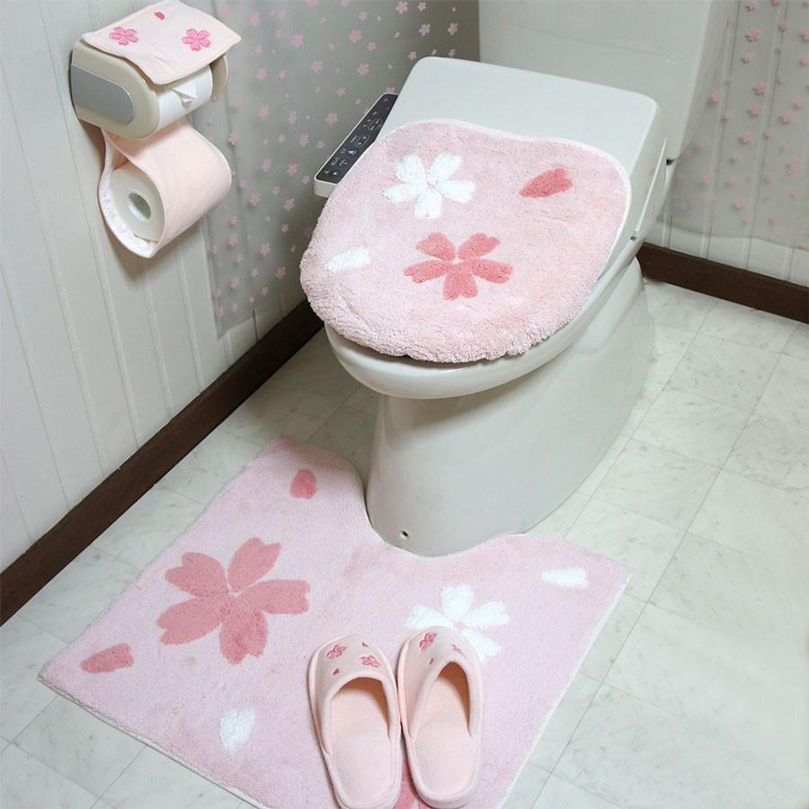 【サクラ】【おしゃれ】【かわいい】【桜】さくら トイレタリー 3点セット 桜色（洗浄・暖房用フタカバー 足元マット スリッパ）日本製_4
