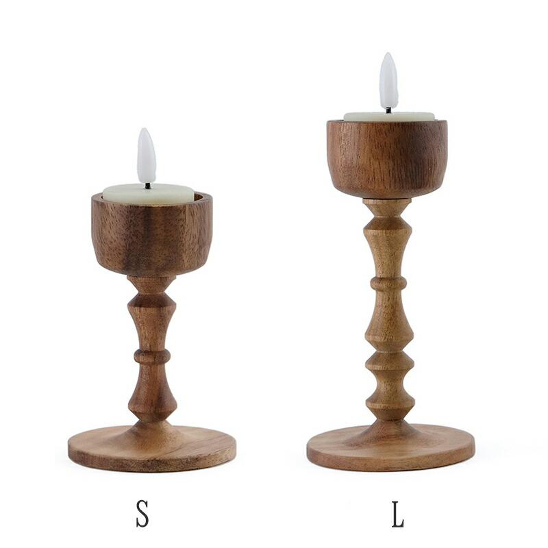 アカシアウッド キャンドルホルダー ロウソク立て 燭台 LED ティー