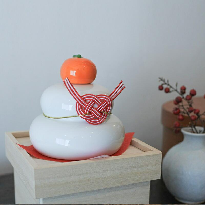 鏡餅 磁器 台 おしゃれ 鏡餅飾り 大 収納 桐箱 台付 正月飾り オブジェ