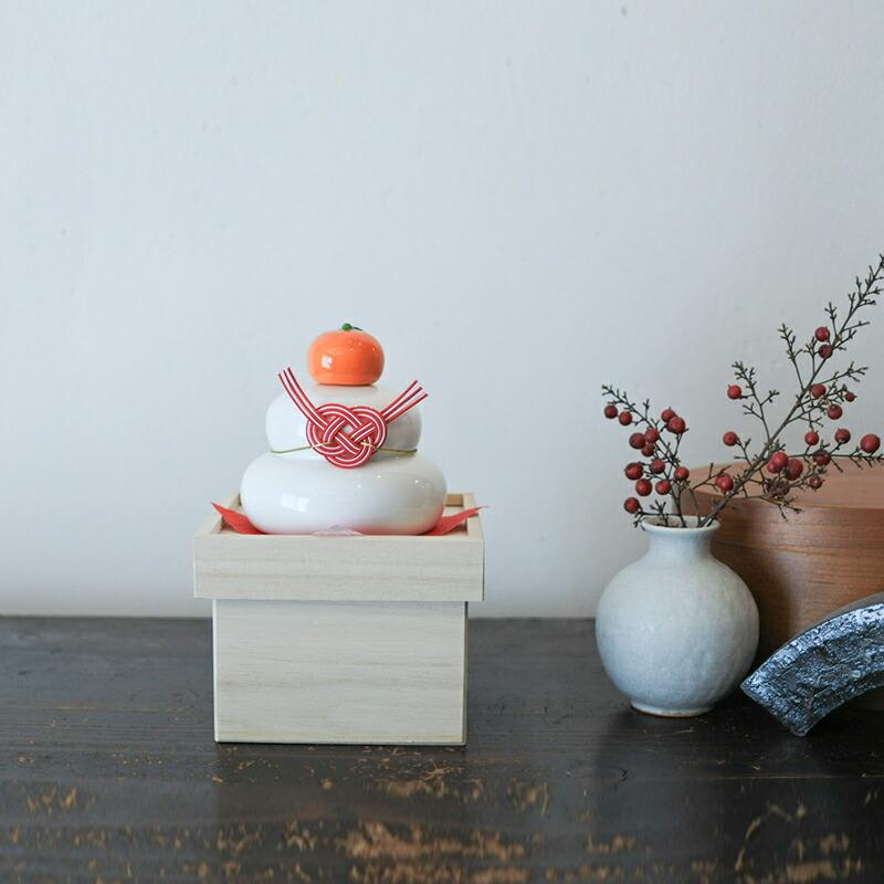 鏡餅 磁器 台 おしゃれ 鏡餅飾り 大 収納 桐箱 台付 正月飾り オブジェ