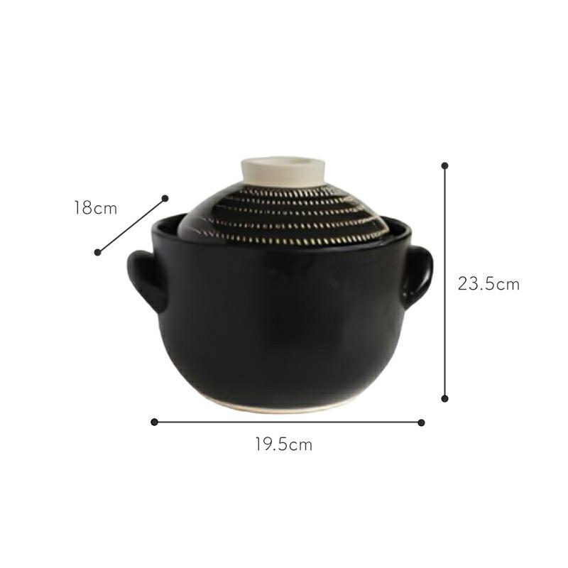 黒色 陶器 土鍋 蓋付き OKATTE オカッテ ごはん土鍋 土鍋 土鍋ごはん 3合炊き 内蓋付き 白 黒