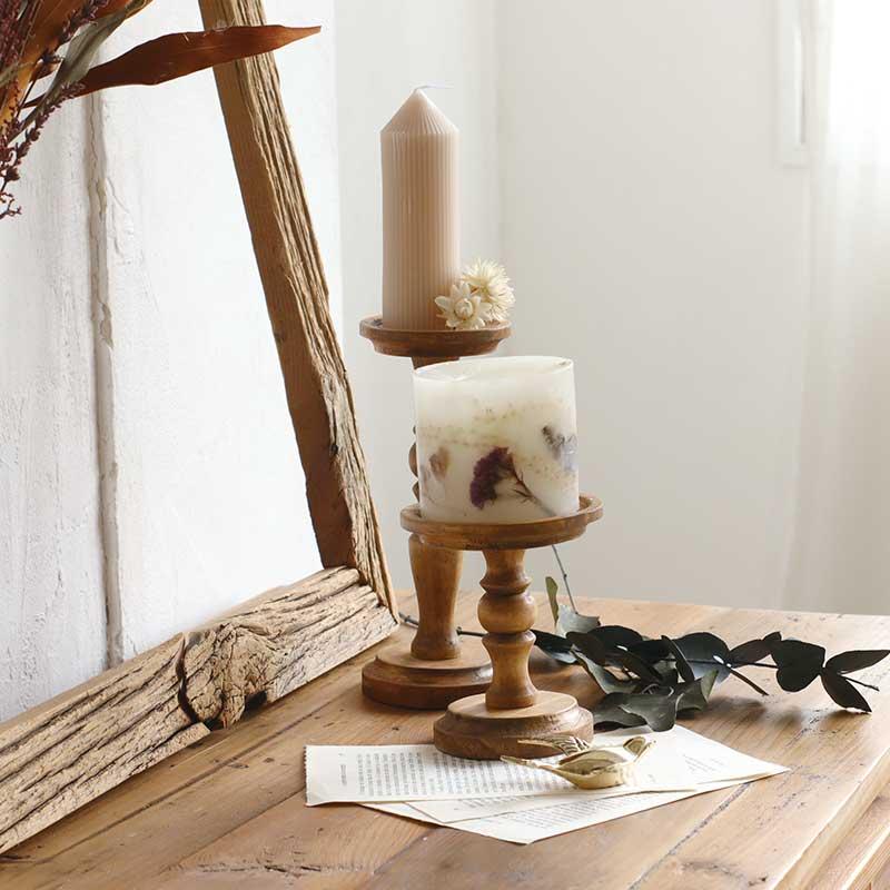 Creer キャンドルスタンド 直径10cm 高さ12cm Sサイズ 木製 天然木