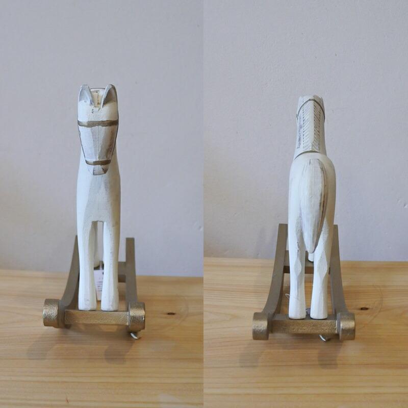 木馬 オブジェ ロッキングホース 木製 馬 置物 ロッキン・ホワイト