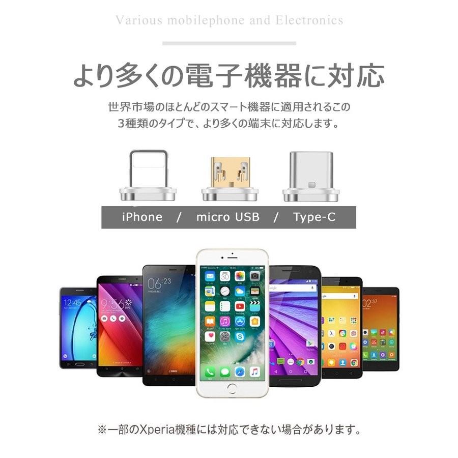 4点セット 3in1強力マグネット 3A高速充電 データ転送対応 2ｍ アンドロイドスマホ iPhone タブレット iPad ライトニング type-c micro USB 充電ケーブル｜sunny-world｜13