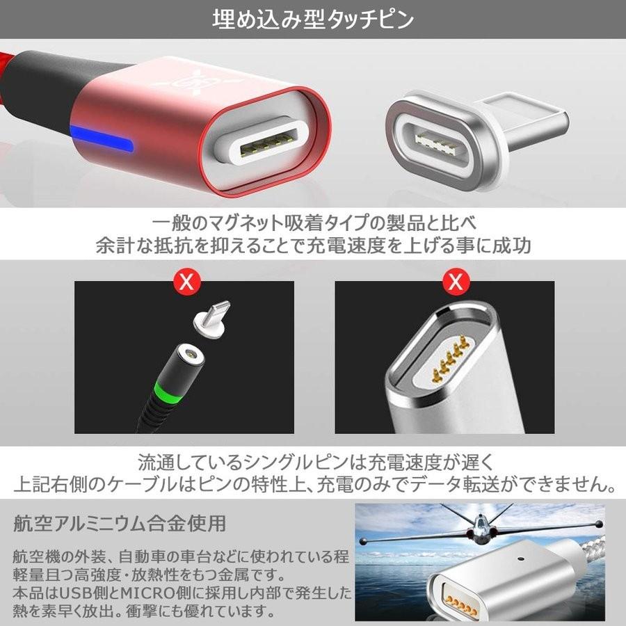 4点セット 3in1強力マグネット 3A高速充電 データ転送対応 2ｍ アンドロイドスマホ iPhone タブレット iPad ライトニング type-c micro USB 充電ケーブル｜sunny-world｜06