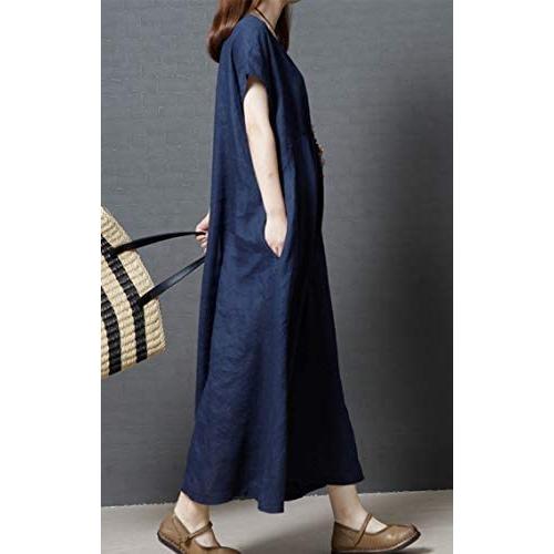 希少 シオン ワンピース 半袖 ユッタリ ポケット付 無地 ミディアム丈 フンワリ 赤 紺 レディース M 2xl ネイビー L 保障できる Www Aqtsolutions Com