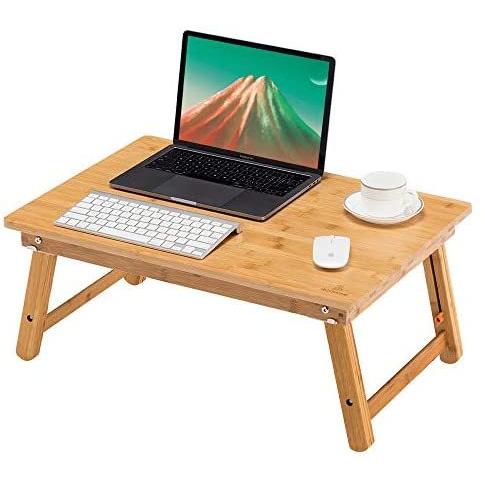 超人気高品質 ノートパソコンデスク (65*45cm) 姿勢改善 無段階高さ調整可能 折りたたみ式 ローテーブル ベッドテーブル 竹製 傷付きにくい PCスタンド その他テーブル