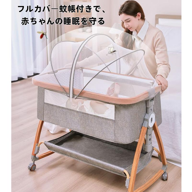 即日発送可】簡易ベビーベッド 移動式 折りたたみ 蚊帳 荷物入れ 収納
