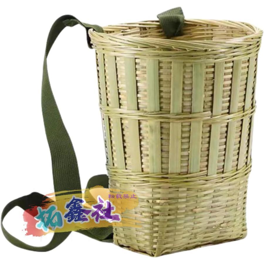 背負いカゴ 竹製背負いかご 大容量 背負い篭 背負いひも付き 丸型 角型