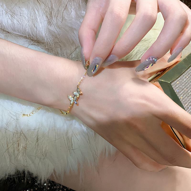 あでぃ k18 蝶々 ブレスレット キラキラ K18 バタフライ ブレスレット