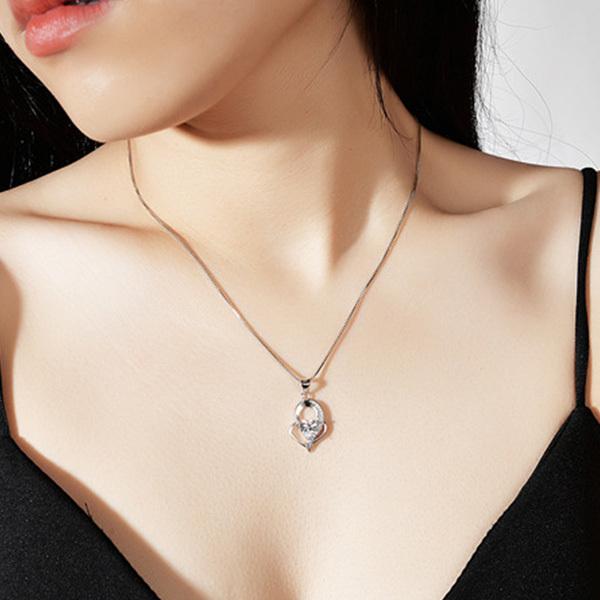 ダイヤモンド ネックレス モアッサナイト ハート 一粒 Dカラー 1