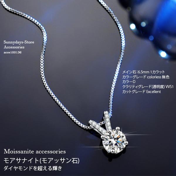 ダイヤモンド ネックレス モアッサナイト ハート 一粒 Dカラー 1
