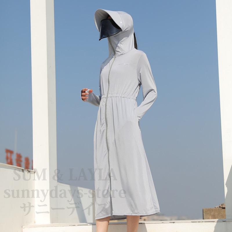 UV パーカー コート 全身日よけ UVカット 指穴 紫外線対策 海
