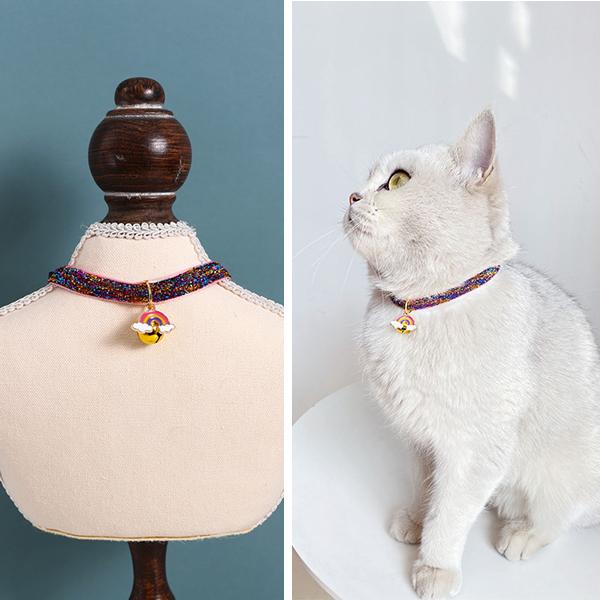 猫 ねこ 首輪 おしゃれ 安全 可愛い 鈴 ワンタッチ バックル シンプル