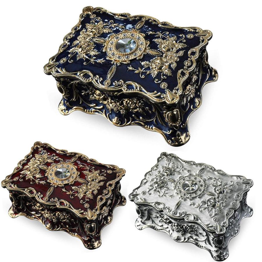 ジュエリーボックス ジュエリーケース 宝石箱 アクセサリーケース アンティーク調 アクセサリー収納 ブルー レッド ホワイト
