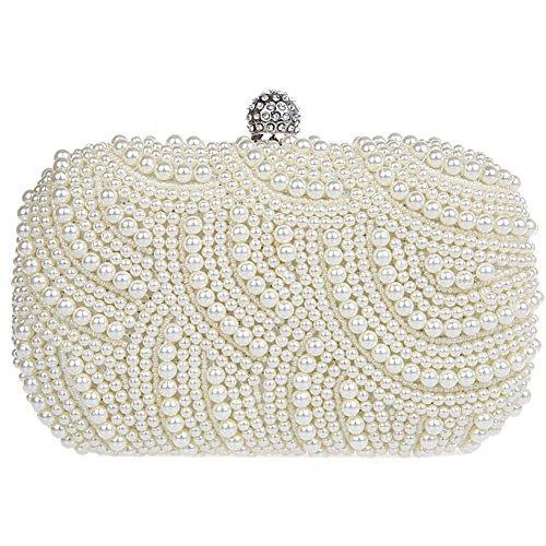 再再販 クラッチバッグ ビーズ付 レディース ホワイトパール ウェディング 花嫁 イブニングバッグ Crossbody ハンドバッグ 超特価激安 Turningheadskennel Com