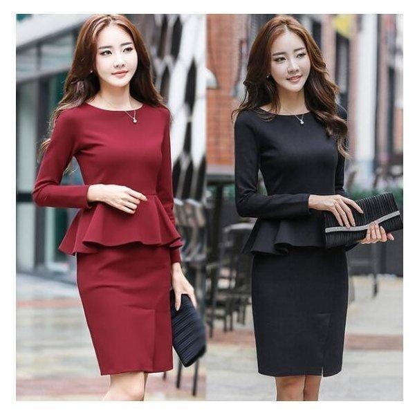 スーツワンピース レディース お呼ばれ 膝丈 きれいめ タイト長袖ワンピース フォーマル ドレス 二次会 結婚式 春 秋服 その他スーツ フォーマル サイズ Xl