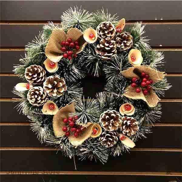 海外最新 45cmクリスマスクリスマスリース花輪new玄関庭園壁飾りガーランドオーナメント松かさデラックスリースナチュラルリース メール便なら送料無料 Turningheadskennel Com