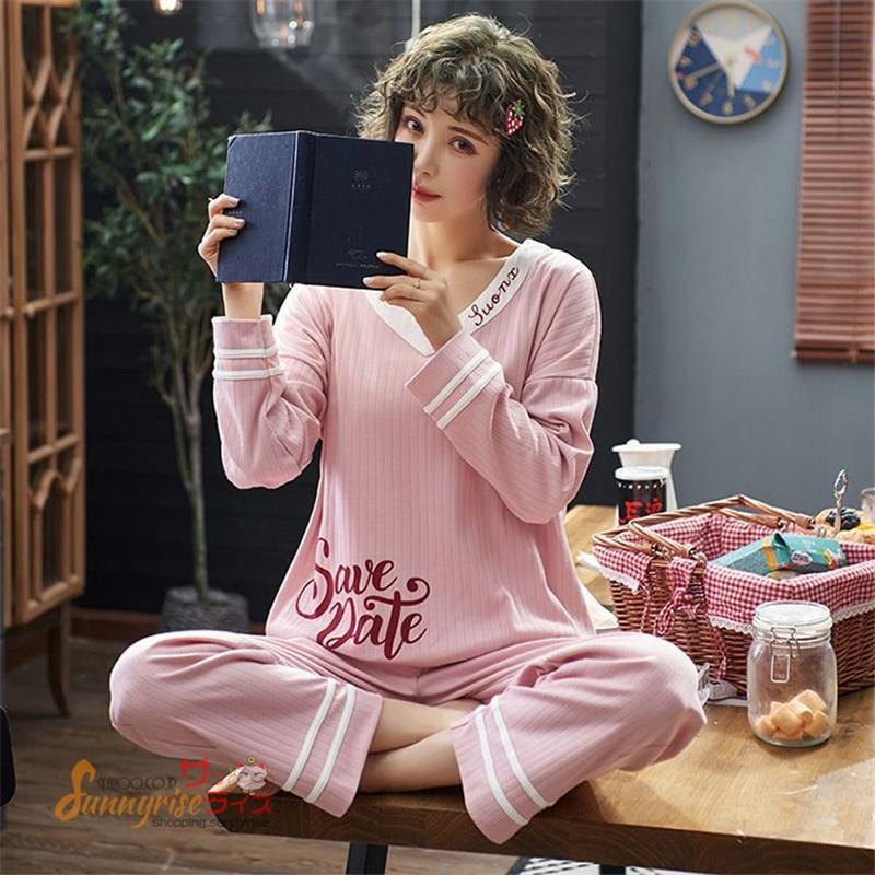 パジャマ ルームウェア レデイース セットアップ 2点セット 秋春冬 寝巻き パジャマ 部屋着 長袖 寝間着 上下セット 可愛い 韓国風 Kne0027 サンライズ 通販 Yahoo ショッピング