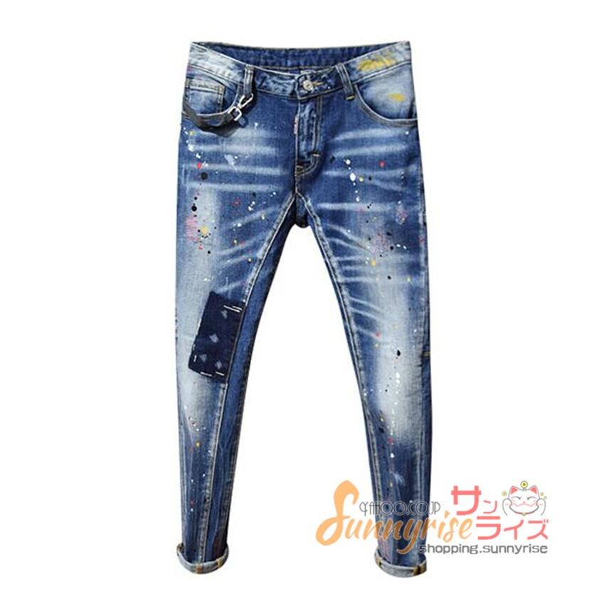 ジーパン メンズ ダメージ ヴィンテージブルー スキニー パンツ 伸縮 ストレッチ スキニーデニム ダメージ ダメージパンツ テーパードデニムパンツ Kne0396 サンライズ 通販 Yahoo ショッピング