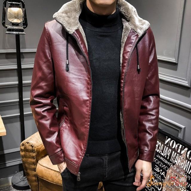 メンズ 革ジャン 裏ボア アウター ジャケット 厚手 pu レザー
