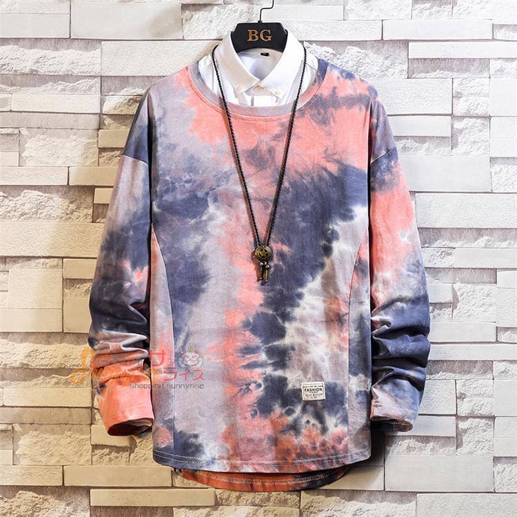 正規取扱店 メンズ スウェット トップス カットソー トレーナー おしゃれ 長袖tシャツ 染め プルオーバー スウェット ロンt カジュアル 秋新作 パーカー カラー グレー Chauffagevanbrabant Be