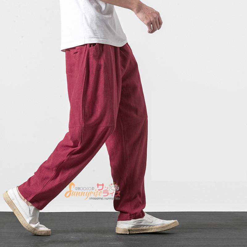 リネンパンツメンズ 麻パンツ イージーパンツ ワイドパンツ 涼しいズボンゆったり 40代 50代 サルエルパンツ Idrqb7bcxi メンズファッション Esquelles Org