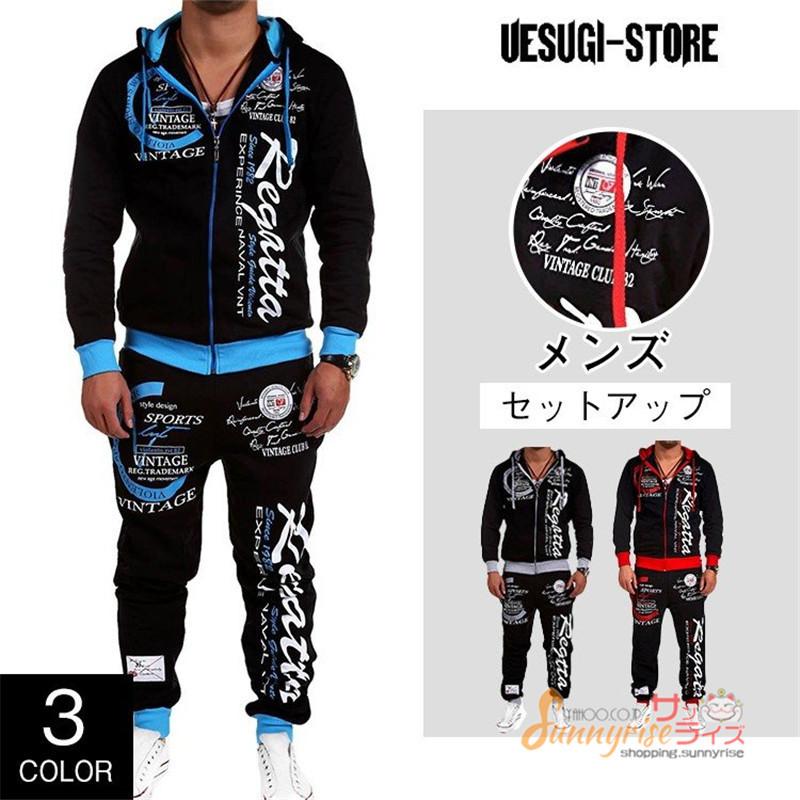 ジャージ スウェット上下 メンズ 上下セット パーカー パンツ スポーツウェア ルームウェア プリント フード付き普段着 部屋着 Plmm02 サンライズ 通販 Yahoo ショッピング