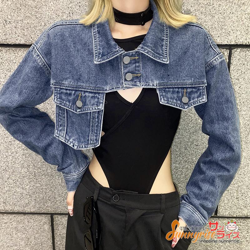 レディース ダンスウェア タンクトップ へそ出し 長袖 デニム生地 ジャケット ダンス 衣装 フェミニン エレガント 可愛い ヒップホップ 個性的 原宿系 Plmm281 サンライズ 通販 Yahoo ショッピング