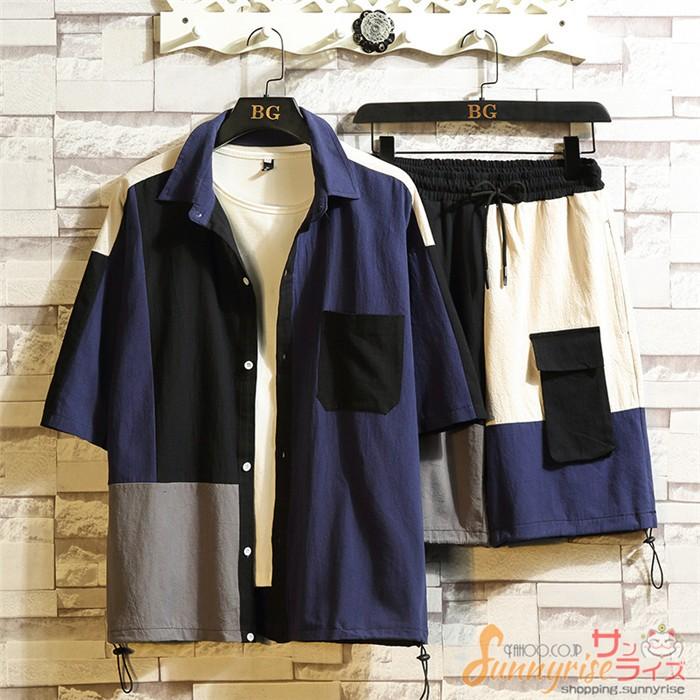 メンズ夏新作 セットアップ メンズ 上下セット 切り替え 男女兼用 半袖シャツ ハーフパンツ 大きいサイズ ジャージ ルームウェア オシャレ Qwe1216 サンライズ 通販 Yahoo ショッピング