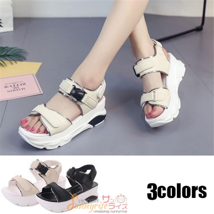 サンダル 厚底靴 スポーツ 厚底 レディース スポサン スニーカー ハイヒール 軽量 運動 ウェッジヒール 5cm 痛くない お洒落 美脚 通勤 Qwe1225 サンライズ 通販 Yahoo ショッピング