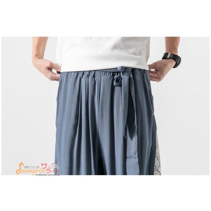 パンツ メンズ ワイドパンツ リネンパンツ 中華風 サルエル
