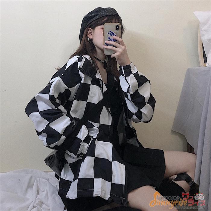 レディース ロックチェック柄 ブルゾン ダンス 衣装 ヒップホップ コスチューム 韓国ファッション 大きいサイズ 個性的 原宿系 ー品販売