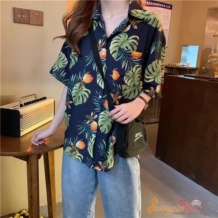 レディース アロハシャツ 浜辺 プリント リゾート ブラウス シャツ 花柄 日焼け止め服 薄手 五分袖 春夏秋 ハワイシャツ ビーチ ゆったり おしゃれ 人気 Qwe1704 サンライズ 通販 Yahoo ショッピング