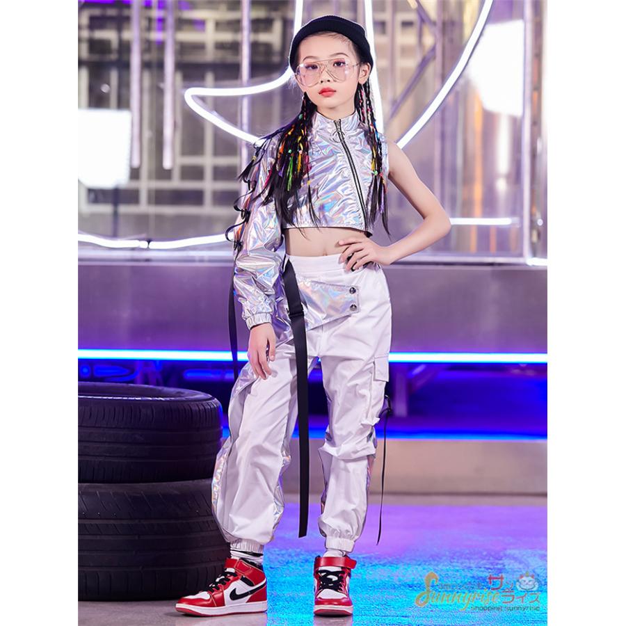 ダンス衣装 キッズ ガールズ キラキラ スパンコール ジャズダンス 子供 へそ出し 演出服 韓国 HIPHOP 演奏会 応援団 ヒップホップステージ衣装 練習着｜sunnyrise｜04