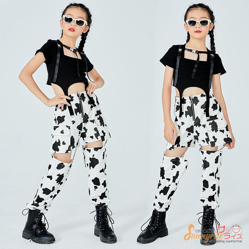 キッズ ダンス衣装 ガールズ ヒップホップ 半袖トップス ダルメシアン柄 白黒パンツ ジャズダンス チェック柄 チアガール 応援団 ステージ衣装 練習着 Qwe2617 サンライズ 通販 Yahoo ショッピング