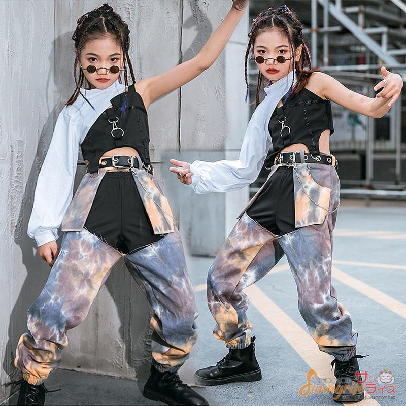 キッズダンス 衣装 ヒップホップ 子供服 セットアップ 黒ベスト ストールタイダイ パンツガールズ ステージ衣装 団体服 練習着 舞台衣装 Qwe2867 サンライズ 通販 Yahoo ショッピング