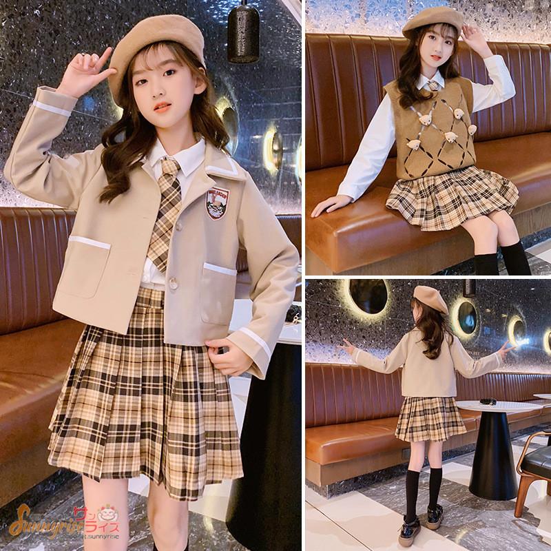 子供服 女の子 フォーマルスーツ 2type ネクタイ付き 無地