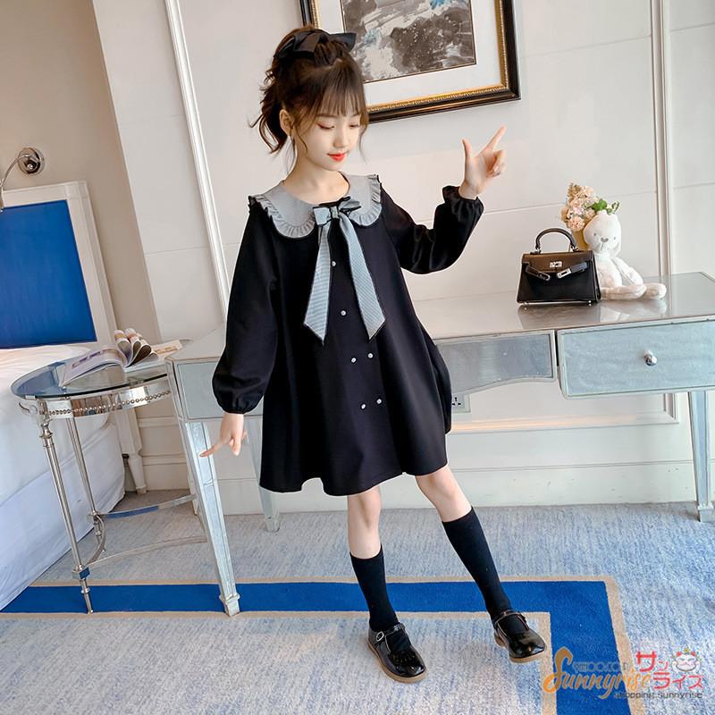 ワンピース キッズ 長袖ワンピース 子供服 女の子 秋 蝶結び リボン 子供ドレス ジュニア フレア おしゃれ 可愛い ドレス 卒園式 入学式 高い素材