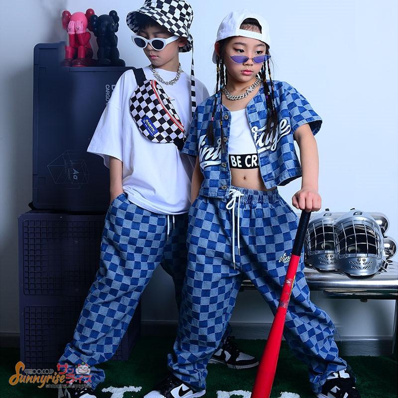 キッズダンス衣装 Hippop ヒップホップ ダンス 女の子 男の子 チェック柄 白ｔシャツ デニムシャツ パンツ K Pop ステージ衣装 団体服 練習着 演出服 体操服 Qwe3734 サンライズ 通販 Yahoo ショッピング