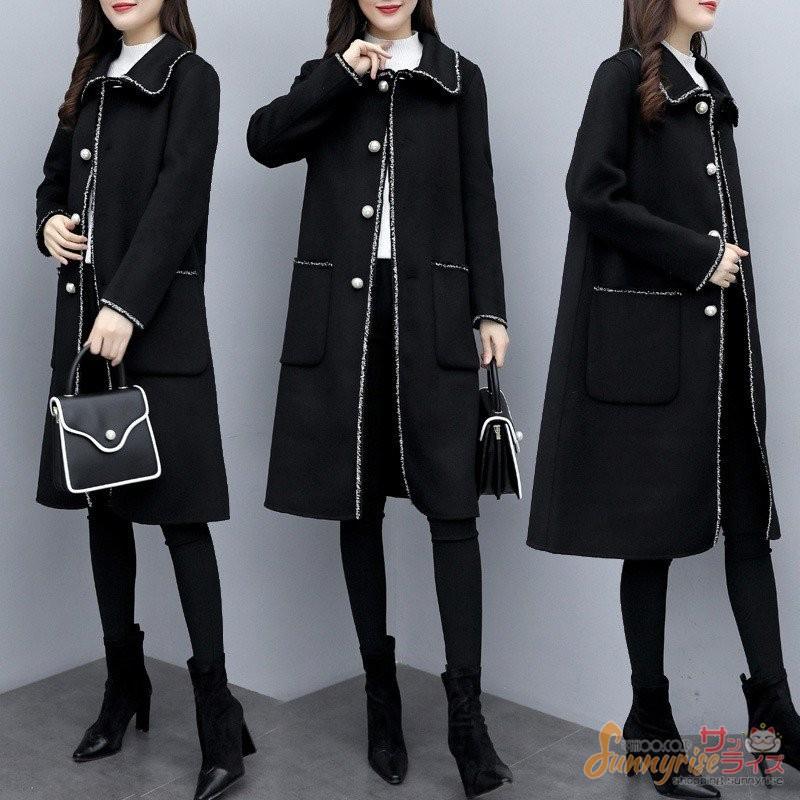 チェスターコート レディース 秋冬 40代 ロング丈 チェスターコート黒 ラシャコート チェスターコート 韓国風 アウター 通勤 着痩せ オシャレ 上品 Qwe380 サンライズ 通販 Yahoo ショッピング