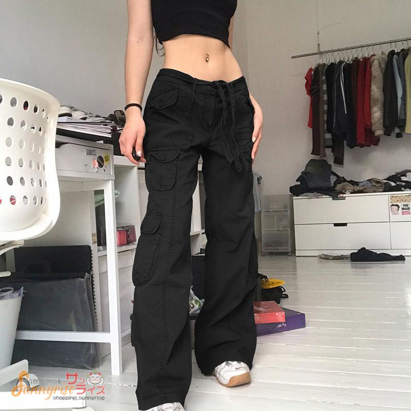 パンツ ダンス衣装 レディース カーゴパンツ ストレート 無地 ヒップホップ ボトムス 個性的 服 原宿系ジュニア オシャレ Hiphop 舞台衣装 限定製作