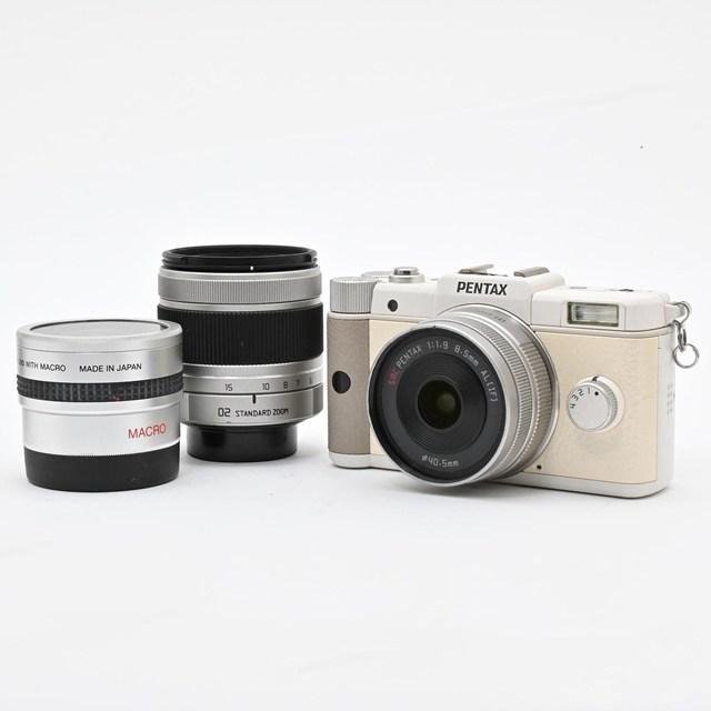 ＜並品＞ PENTAX Q ダブルレンズキット ホワイト｜超小型ミラーレス一眼｜標準＋望遠＋マクロ＋テレコン付属｜バッテリー3個_1
