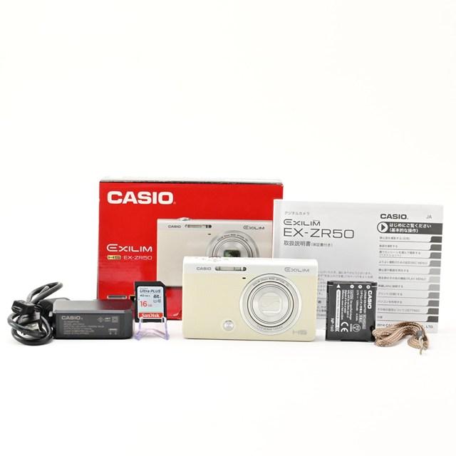 並品＞ CASIO デジタルカメラ EXILIM EX-ZR50WE ホワイト : Sunnys 