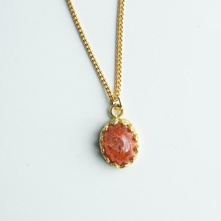 Barret サンストーンの真鍮枠留めネックレス オーバル8 6mmカボション 40cm 18kgp喜平チェーン E 876 Sunny Side 通販 Yahoo ショッピング